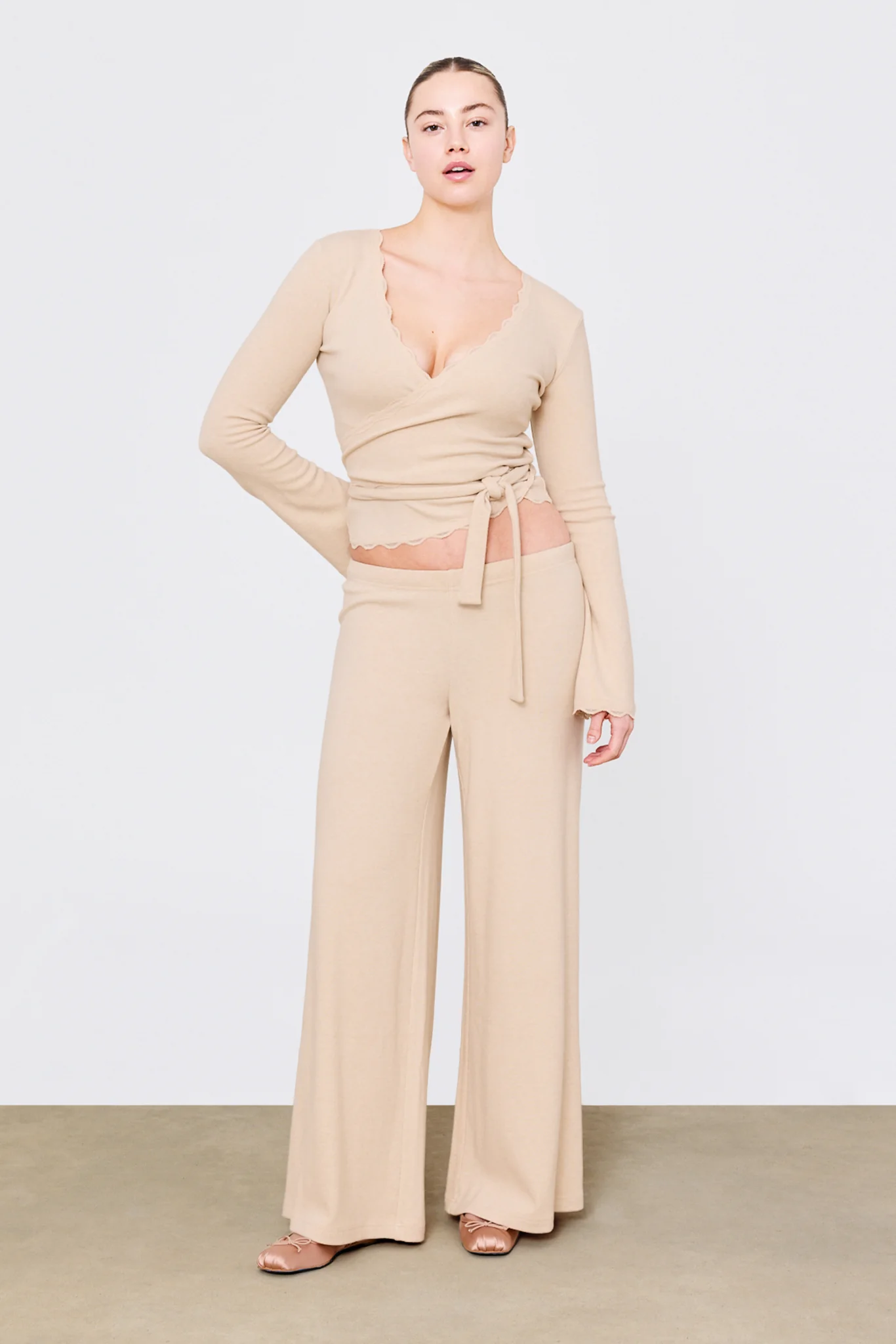 Vanilla Iced Latte Wrap Top & Lounge Pant Set